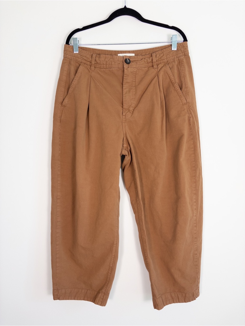 Everlane The Everywhere Barrel Pant Brown Cotton and Linen Blend - Picture 2 of 10